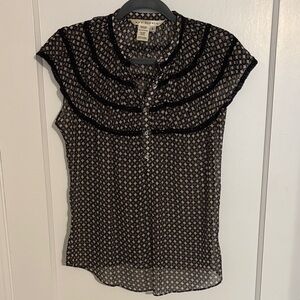 Max Studio Black and Cream Patterned Blouse